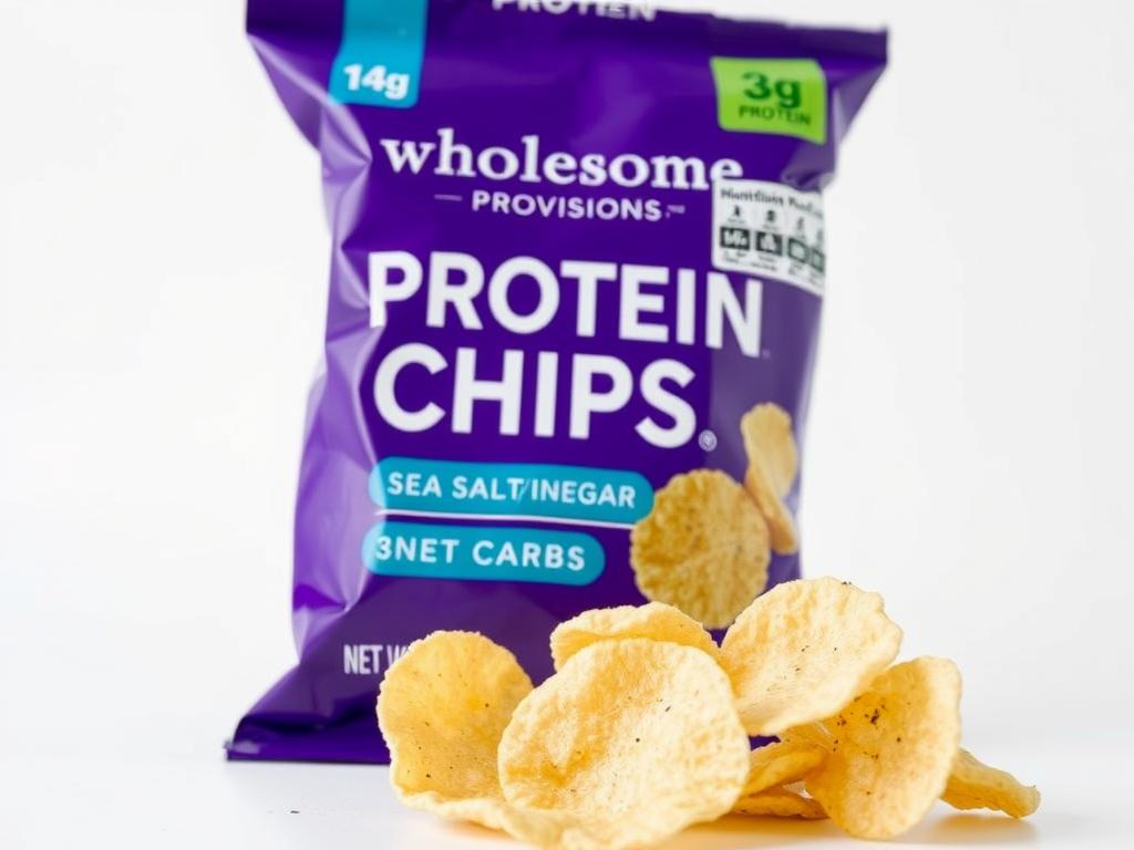 Wholesome Provisions Protein Chips in Sea Salt Vinegar flavor - featured in Amazon keto chips comparison Wholesome Provisions Protein Chips in Sea Salt Vinegar flavor - featured in Amazon keto chips comparison